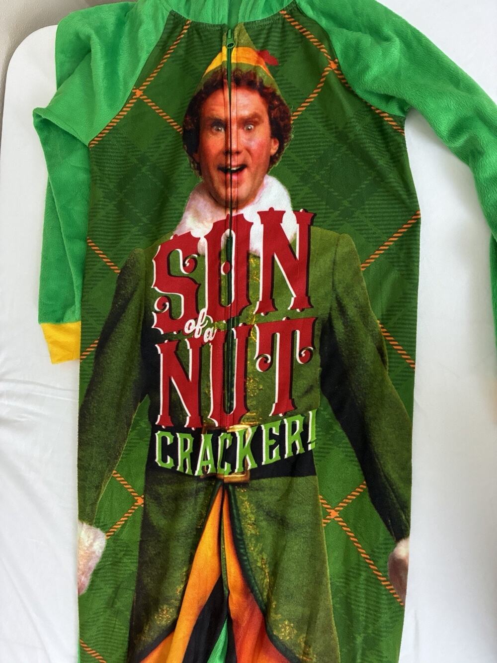 ELF hooded Sleepwear Pajama one piece Mens Small (4-6) Green Son Of A Nutcracker